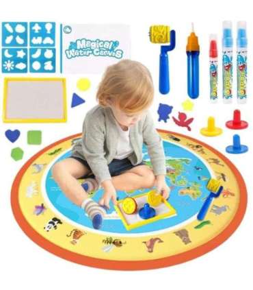 WOOPIE Magiczna Mata Wodna do Malowania Okrągła ZOO 23 el.