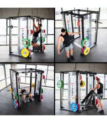 TRYTON TRAINING GATE WITH SMITH MACHINE 3D - DUAL PULLEY AND WEIGHT STACK COMMERCIAL HMS