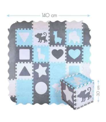 MD03 KID'S PLAYPEN PUZZLE MAT MINT 36 ELEMENTS 140x140CM NILS FUN