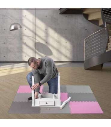 MP10 MULTIPACK L. GRAY-PINK- D.GRAY PUZZLE PROTECTIVE MAT 60x60x1.0 CM (9 PCS. SET) ONE FITNESS