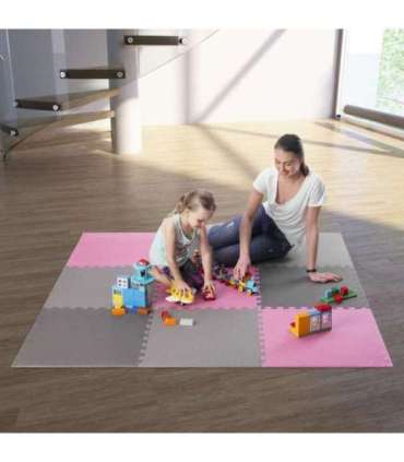MP10 MULTIPACK L. GRAY-PINK- D.GRAY PUZZLE PROTECTIVE MAT 60x60x1.0 CM (9 PCS. SET) ONE FITNESS