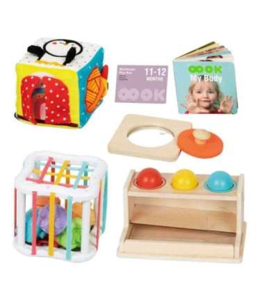 WOOPIE GREEN Pudełko Box 5w1 Montessori Edukacujny 11-12M FSC