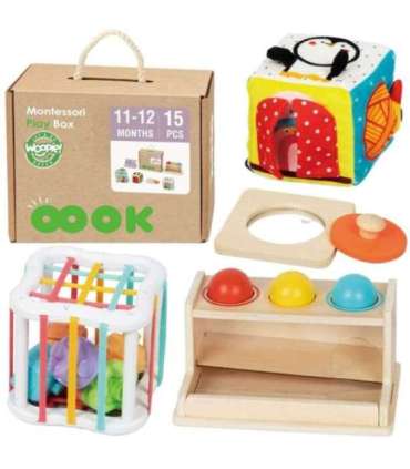 WOOPIE GREEN Pudełko Box 5w1 Montessori Edukacujny 11-12M FSC