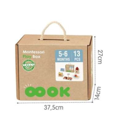 WOOPIE GREEN Box Pudełko XXL Montessori Edukacyjne 6w1 Sensoryczne 5-6 Miesięcy 13el. FSC