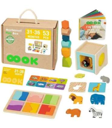 WOOPIE GREEN Box Pudełko XXL Montessori Edukacyjne 7w1 Sensoryczne 31-36 Mies. FSC