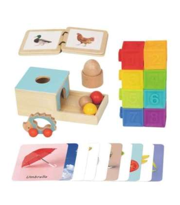 WOOPIE GREEN Box Pudełko XXL Montessori Edukacyjne 6w1 Sensoryczne 7-8 Miesięcy 26el. FSC