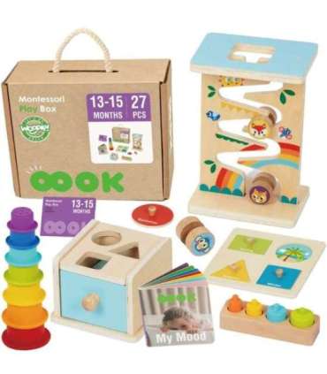 WOOPIE GREEN Pudełko Box 6w1 13-15m Montessori Edukacyjne Sensoryczne FSC