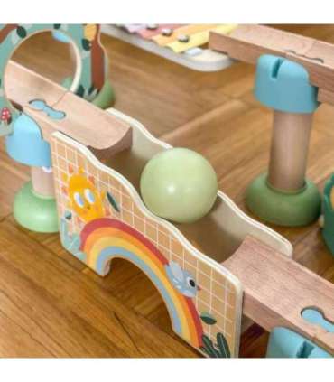 WOOPIE GREEN Drewniany Tor Kulkowy z Efektami Dźwiękowymi Cymbałki FSC