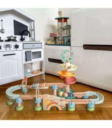 WOOPIE GREEN Drewniany Tor Kulkowy z Efektami Dźwiękowymi Cymbałki FSC