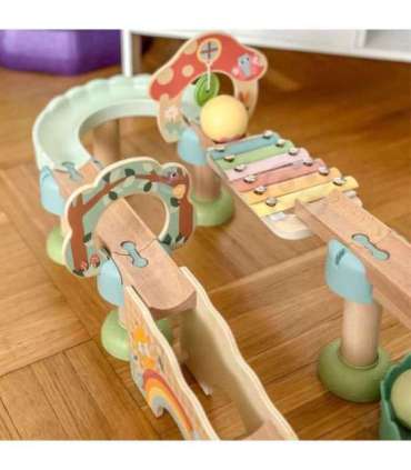 WOOPIE GREEN Drewniany Tor Kulkowy z Efektami Dźwiękowymi Cymbałki FSC