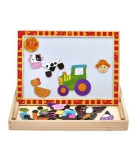 TOOKY TOY Drewniana Tablica Dwustronna Puzzle Układanka Magnetyczna Farma