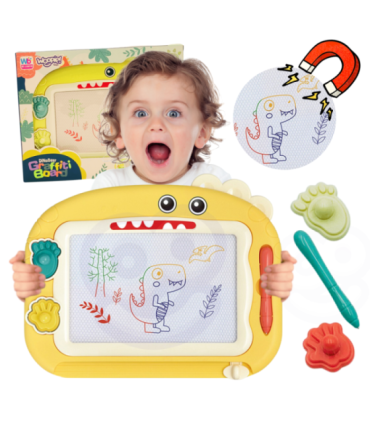 WOOPIE Znikopis Tablica Magnetyczna Kolorowa + 2 Stempelki Dinozaur