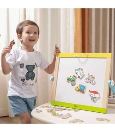 VIGA Drewniane magnesy pojazdy zestaw