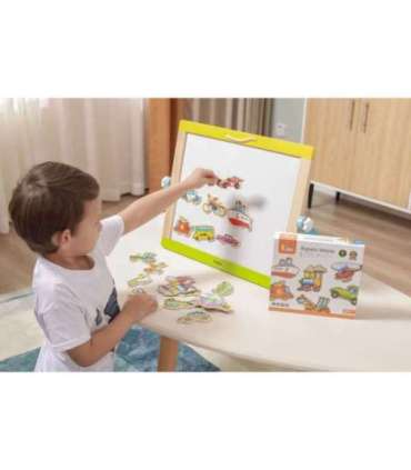 VIGA Drewniane magnesy pojazdy zestaw