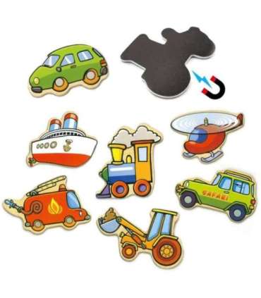 VIGA Drewniane magnesy pojazdy zestaw