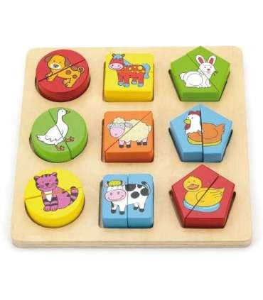 VIGA Puzzle Edukacyjne Drewniane Zwierzęta