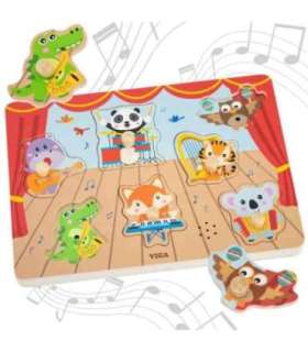 VIGA Puzzle Dźwiękowe Dopasuj Muzykujące Zwierzęta