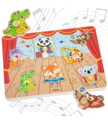 VIGA Puzzle Dźwiękowe Dopasuj Muzykujące Zwierzęta