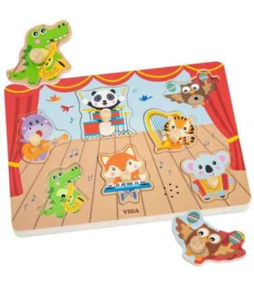 VIGA Puzzle Dźwiękowe Dopasuj Muzykujące Zwierzęta