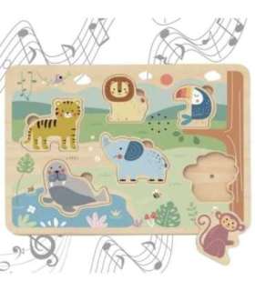 TOOKY TOY Drewniane Interaktywne Puzzle Zwierzątka