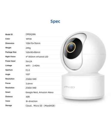 Xiaomi IMILAB C21 Home Security Camera 360 2.5K White EU CMSXJ56B