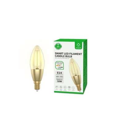 WOOX R5141 Smart Candle C37 Filament LED Bulb, Wi-FI, E14, 4.9W, 470 lm, Warm White 2700K