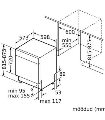 Tööpinna alla paigaldatav nõudepesumasin Bosch SMU6ECS12E