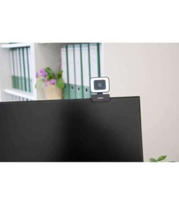 Aukey PC-LM6 Stream Series with Ring Light Full HD Webcam with 1/3"-CMOS Sensor  black