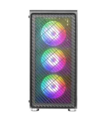 Mars Gaming MC-F Black, ATX Gaming Semitower, Full Tempered Glass Window, Metal-Mesh Front, 4x 120mm ARGB Fans