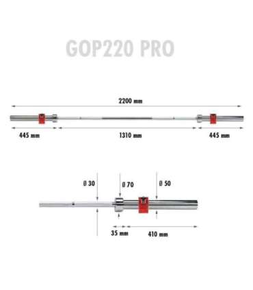GOP220 OLYMPIC BAR 2200 MM HMS + LOCK JAW ZG1000B