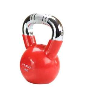 KTC06 RED VINYL-COATED CAST IRON KETTLEBELL WITH CHROME HANDLE HMS