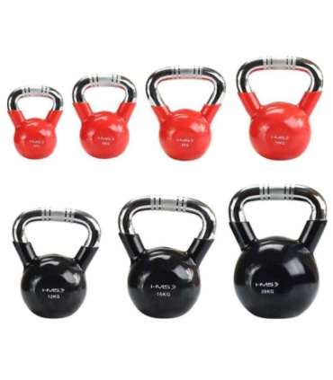 KTC06 RED VINYL-COATED CAST IRON KETTLEBELL WITH CHROME HANDLE HMS