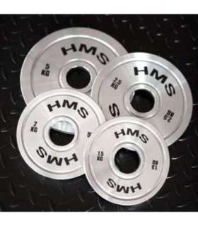 TOS SET CALIBRATED STEEL OLYMPIC PLATES 2 x 1.5 - 5.0 KG (22 KG) HMS