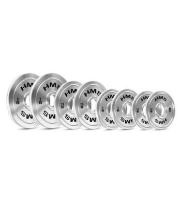 TOS SET CALIBRATED STEEL OLYMPIC PLATES 2 x 1.5 - 5.0 KG (22 KG) HMS