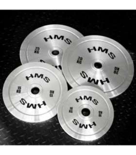 TOS SET CALIBRATED STEEL OLYMPIC PLATES 2 x 10 - 25 KG (140 KG) HMS