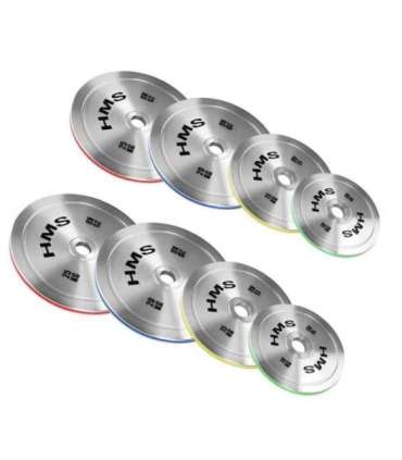 TOS SET CALIBRATED STEEL OLYMPIC PLATES 2 x 10 - 25 KG (140 KG) HMS