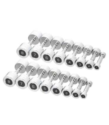 SET CHROMED DUMBBELLS CHD 2 x 1 - 8 KG (72 KG) + RACK STR36 HMS