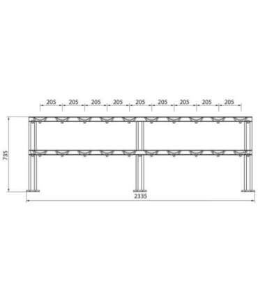 STR47 DOUBLE ROW DUMBBELL RACK 10 PAIRS COMMERCIAL HMS