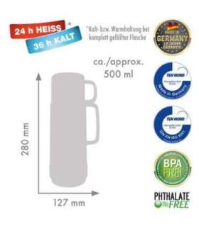 ROTPUNKT Glass thermos capacity 0.5 l, shiny amethyst (purple)