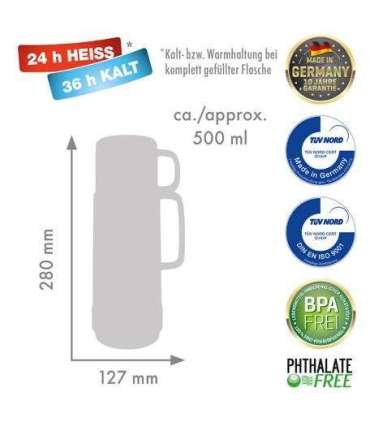 ROTPUNKT Glass thermos capacity 0.5 l, shiny amethyst (purple)