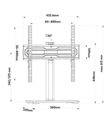 Maclean universal TV stand, for RTV cabinet, stand, max. 35 kg, 20 degree rotation, for 32-55" TV, MC-132