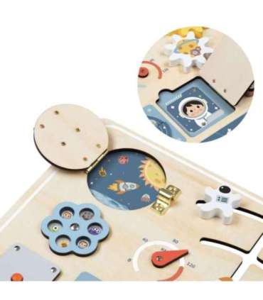TOOKY TOY Drewniana Tablica Edukacyjna Montessori Astronauta Statek Kosmiczny