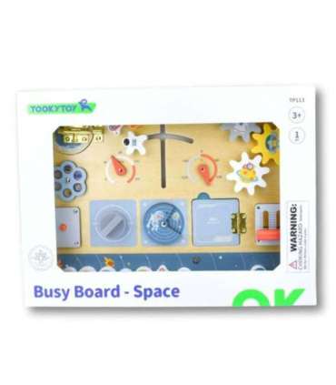 TOOKY TOY Drewniana Tablica Edukacyjna Montessori Astronauta Statek Kosmiczny