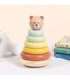 TOOKY TOY Drewniana Układanka Sensoryczna Piramidka Miś Sensoryczny Kolorowy Stacker