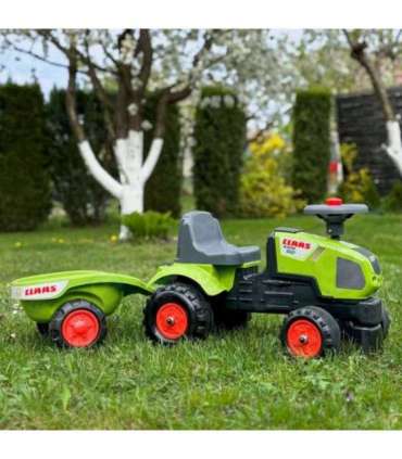 FALK Baby Claas Axos 310 traktor, roheline, koos haagisega, sobib alates 1. eluaastast