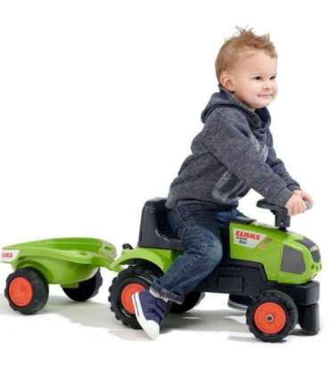 FALK Baby Claas Axos 310 traktor, roheline, koos haagisega, sobib alates 1. eluaastast