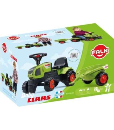 FALK Baby Claas Axos 310 traktor, roheline, koos haagisega, sobib alates 1. eluaastast