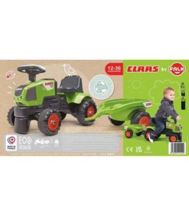FALK Baby Claas Axos 310 traktor, roheline, koos haagisega, sobib alates 1. eluaastast