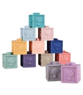 WOOPIE BABY Klocki Sensoryczne Układanka Do Ściskania Dźwięk 12 el.