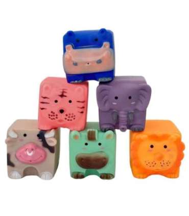 WOOPIE BABY Сенсорные животные-блоки — сжимаемая головоломка со звуком, 6 шт.